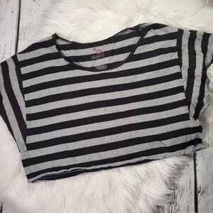 Miley Cyrus Max Azria Black & Gray Stripe Crop Top